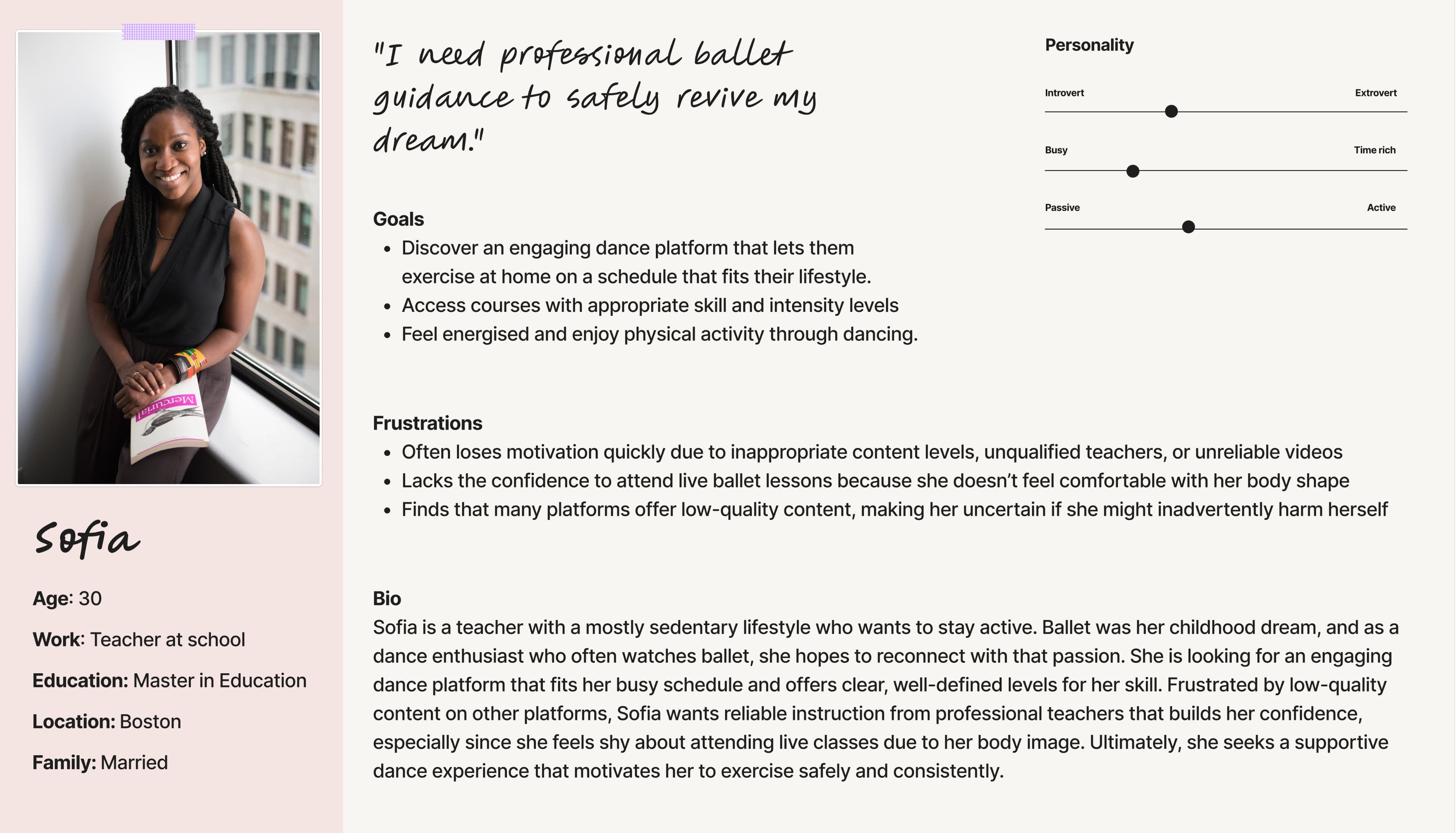 Persona: dance enthusiast